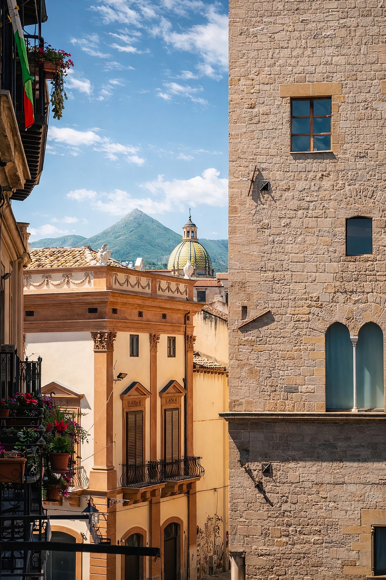 Vista su Monte Pellegrino dal balcone Eleonora D'Aragona