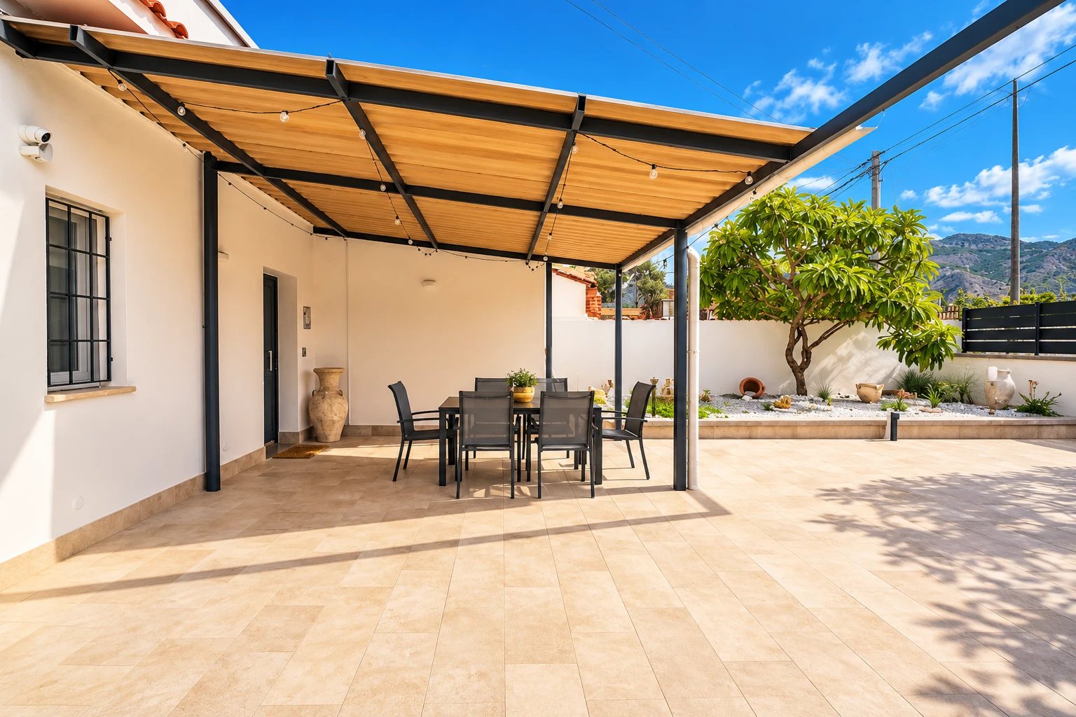 Pergola with outdoor dining table at Rifugio sul Mare