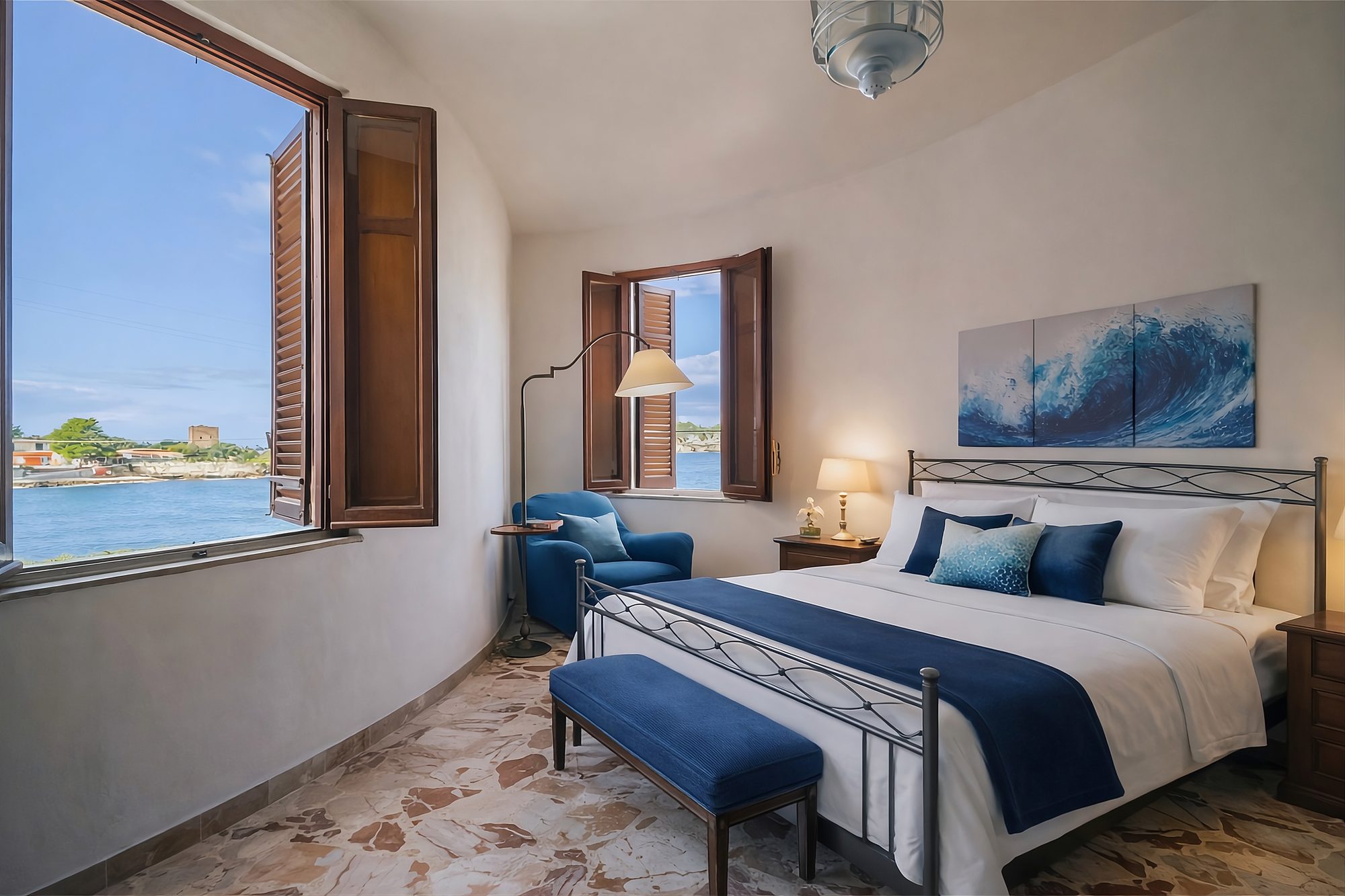 Dormitorio con vista al mar, Tilde Sunset Bay Villa
